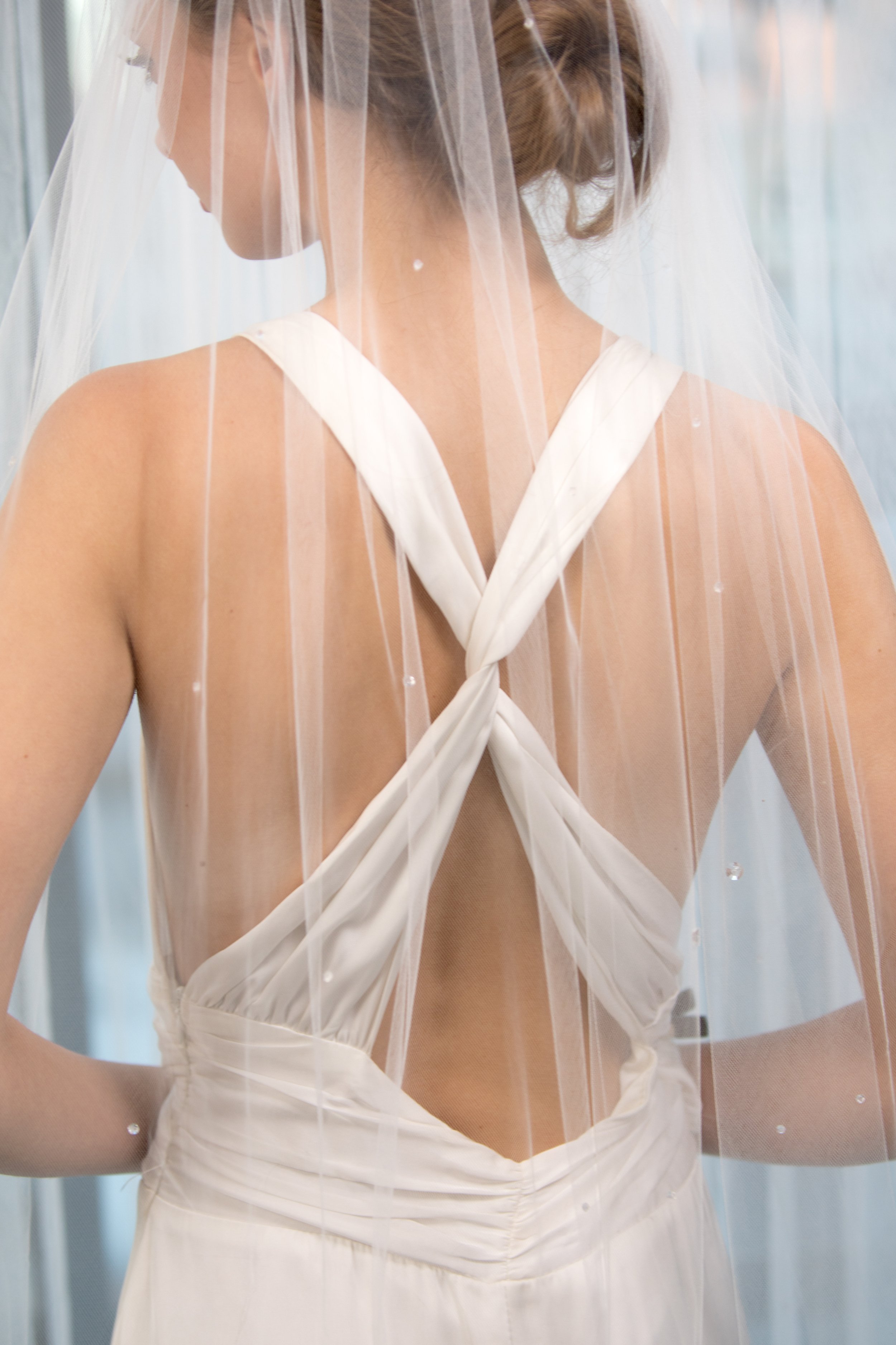 Diamond clear rhinestone sparkle cathedral Dew Drop veil by